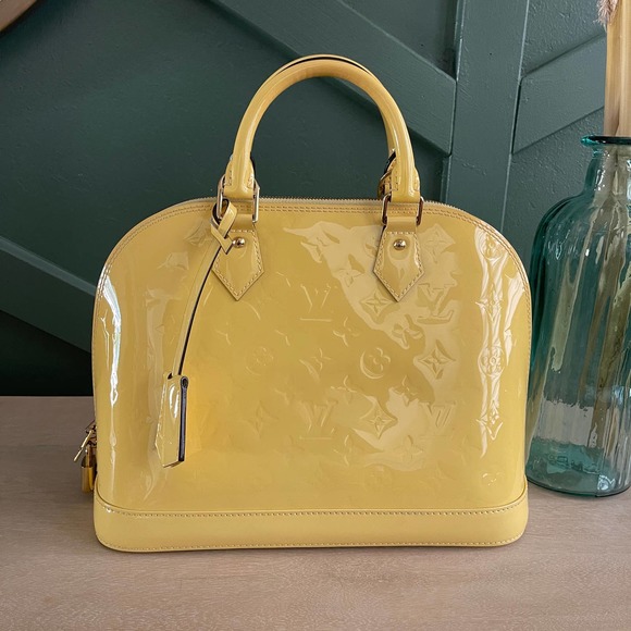 Louis Vuitton Handbags - Louis Vuitton Alma PM Vernis Yellow Gold Leather Bag